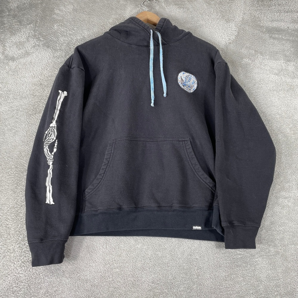 Teton Gravity Research Hoodie Womens Large Black Chris Benchetler Skeleton Ski